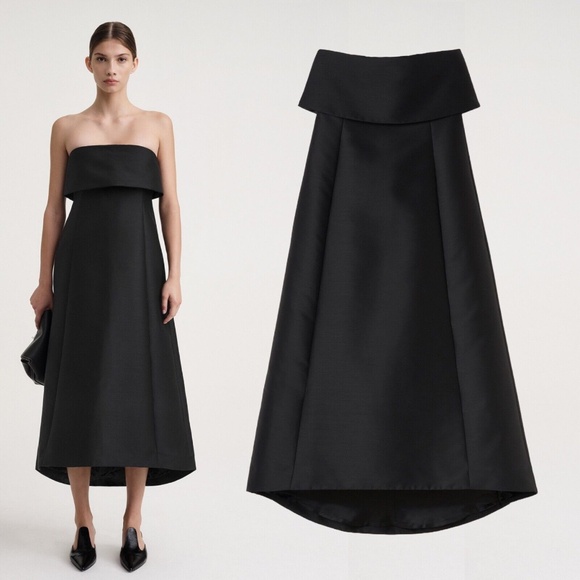 Toteme Dresses & Skirts - TOTEME A-Line Wool Cotton Dress Strapless Gown in Black Size 34 / US 2